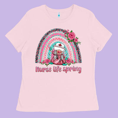 Nurse Life Spring Rainbow Ladies Tee Designed By Barkaloodesign