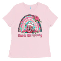 Bubblegum Pink nurse life spring rainbow Ladies Tee - BarkalooDesign