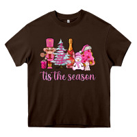 Chocolate Brown tis the season pink christmas Heavy Core Tee - AdoDesignShop