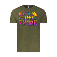 Vintage Olive Gay Pride With Butterfly Vintage Tee - BundleAndBundleShop