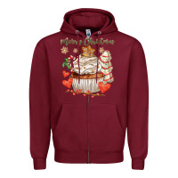 Burgundy merry christmas cupcake Zipper Hoodie - CowGirlArtShop