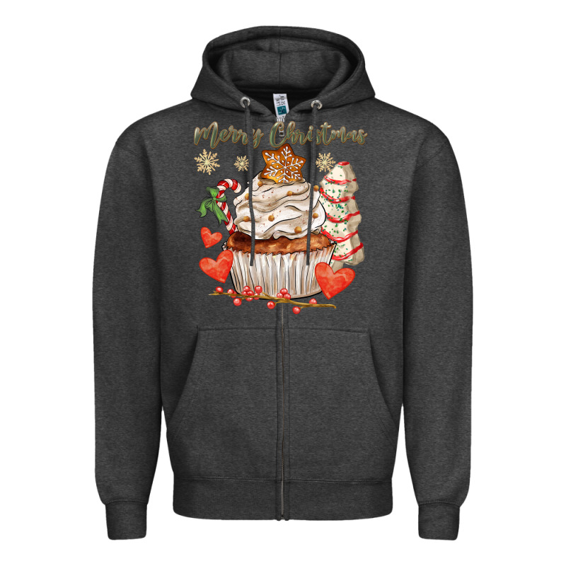Merry Christmas Cupcake Zipper Hoodie by CowGirlArtShop | Teevron