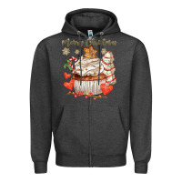 Charcoal Heather merry christmas cupcake Zipper Hoodie - CowGirlArtShop