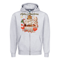 Heather Grey merry christmas cupcake Zipper Hoodie - CowGirlArtShop