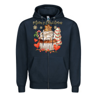 Navy merry christmas cupcake Zipper Hoodie - CowGirlArtShop
