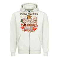Oatmeal Heather merry christmas cupcake Zipper Hoodie - CowGirlArtShop