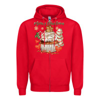 Red merry christmas cupcake Zipper Hoodie - CowGirlArtShop