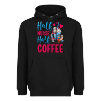Black Half Nurse Half Coffee Heavyweight Hoodie - FaDigitalArtStudio