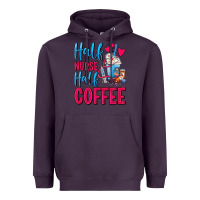 Plum Half Nurse Half Coffee Heavyweight Hoodie - FaDigitalArtStudio