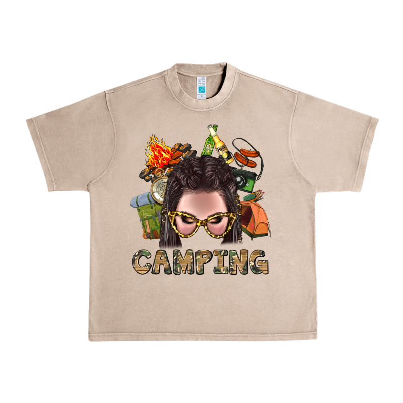 Camping Braid Hair Woman With Fire Bbs Urban Heavy Tee by BundleAndBundleShop | Teevron