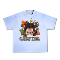Grape Ice Camping Braid Hair Woman With Fire Bbs Urban Heavy Tee - BundleAndBundleShop