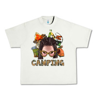 Pistachio Camping Braid Hair Woman With Fire Bbs Urban Heavy Tee - BundleAndBundleShop