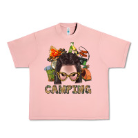Salmon Camping Braid Hair Woman With Fire Bbs Urban Heavy Tee - BundleAndBundleShop