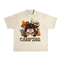 Sandshell Camping Braid Hair Woman With Fire Bbs Urban Heavy Tee - BundleAndBundleShop