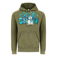 Vintage Olive let it snow winter snowman Vintage Hoodie - MaliasSmallBusiness