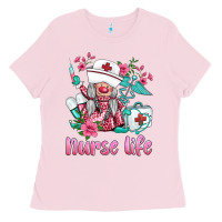 Bubblegum Pink nurse gnomies nurse  life spring Ladies Tee - BarkalooDesign