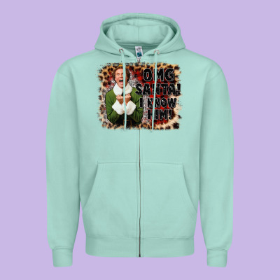 Omg Santa I Know Him Elf Zipper Hoodie Designed By Cowgirlartshop