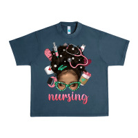 Midnight Navy Afro Messy Bun Nursing Bbs Urban Heavy Tee - BundleAndBundleShop