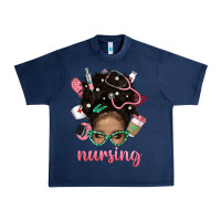 Navy Afro Messy Bun Nursing Bbs Urban Heavy Tee - BundleAndBundleShop