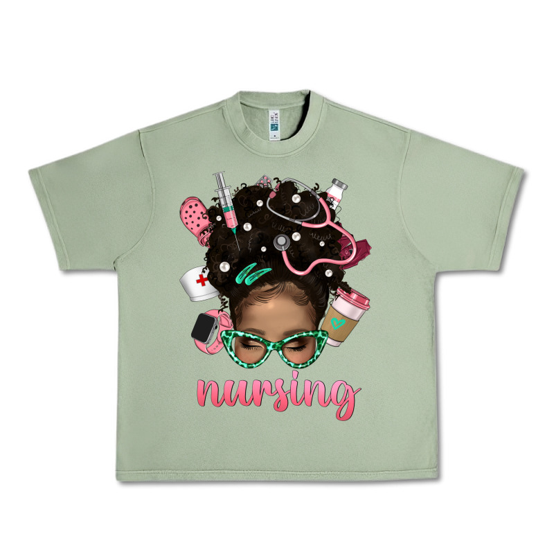Afro Messy Bun Nursing Bbs Urban Heavy Tee by BundleAndBundleShop | Teevron