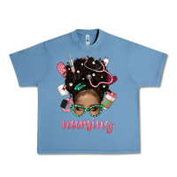 Pebble Blue Afro Messy Bun Nursing Bbs Urban Heavy Tee - BundleAndBundleShop