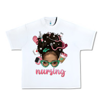 White Afro Messy Bun Nursing Bbs Urban Heavy Tee - BundleAndBundleShop