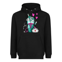 Black Nurse Frappe Heavyweight Hoodie - FaDigitalArtStudio