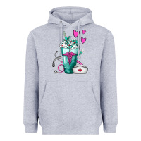 Heather Grey Nurse Frappe Heavyweight Hoodie - FaDigitalArtStudio