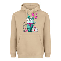 Mushroom Nurse Frappe Heavyweight Hoodie - FaDigitalArtStudio