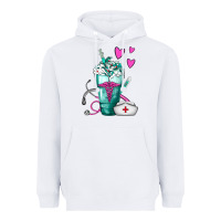 White Nurse Frappe Heavyweight Hoodie - FaDigitalArtStudio