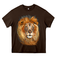 Chocolate Brown Lion Head Heavy Core Tee - LillyAllenDesigns