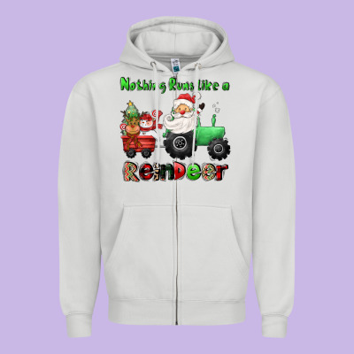 Nothing Runs Like A Reindeer Zipper Hoodie Designed By Cowgirlartshop