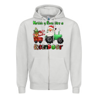 Dove Grey nothing runs like a reindeer Zipper Hoodie - CowGirlArtShop