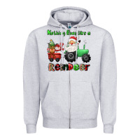 Heather Grey nothing runs like a reindeer Zipper Hoodie - CowGirlArtShop