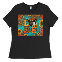 Black love autumn cow Ladies Tee - Jasminsmagicworld