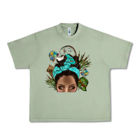 Oil Green Lake Camping Afro Messy Bun Bbs Urban Heavy Tee - BundleAndBundleShop
