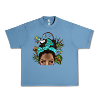 Pebble Blue Lake Camping Afro Messy Bun Bbs Urban Heavy Tee - BundleAndBundleShop