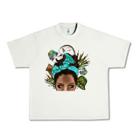 Pistachio Lake Camping Afro Messy Bun Bbs Urban Heavy Tee - BundleAndBundleShop