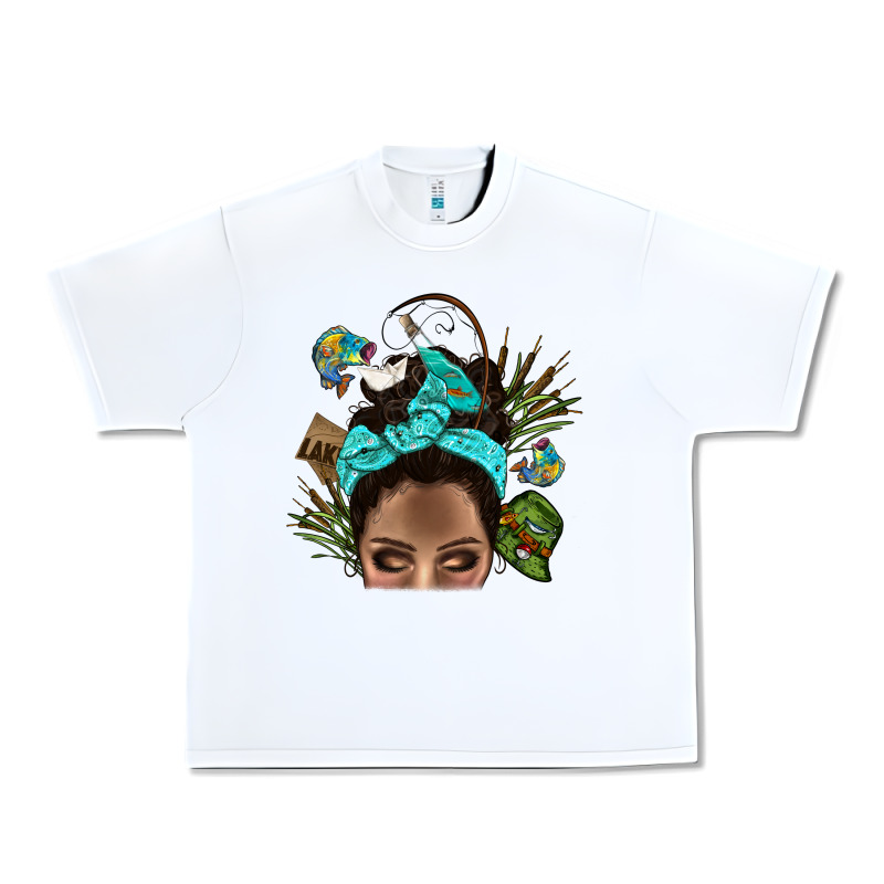 Lake Camping Afro Messy Bun Bbs Urban Heavy Tee by BundleAndBundleShop | Teevron