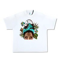 White Lake Camping Afro Messy Bun Bbs Urban Heavy Tee - BundleAndBundleShop