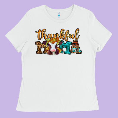 Thankful Mama Baby Calf Ladies Tee Designed By Jasminsmagicworld