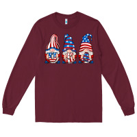 Burgundy usa fourth of july gnomes Long Sleeve Tee - RanaPortraitStore