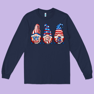 Usa Fourth Of July Gnomes Long Sleeve Tee Designed By Ranaportraitstore