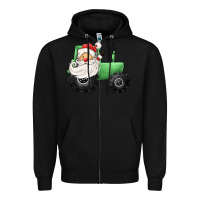 Black santa tractor Zipper Hoodie - CowGirlArtShop