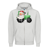 Dove Grey santa tractor Zipper Hoodie - CowGirlArtShop