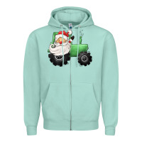 Seafoam santa tractor Zipper Hoodie - CowGirlArtShop