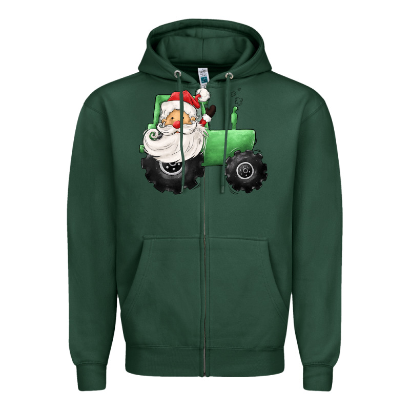Santa Tractor Zipper Hoodie by CowGirlArtShop | Teevron