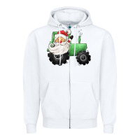 White santa tractor Zipper Hoodie - CowGirlArtShop