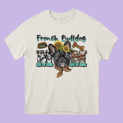 French Bulldog Mom Heavy Core Tee Designed By Barkaloodesign
