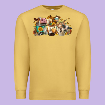 Cows And Coffee Premium Sweatshirt Designed By Fadigitalartstudio